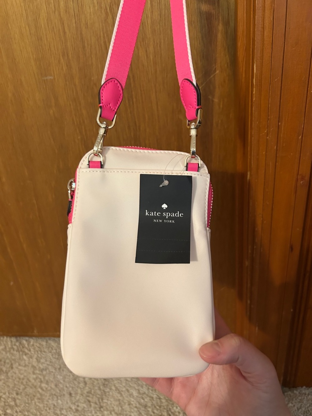 kate spade Cream and Hot Pink Crossbody Phone Pouch - Picture 5 of 6